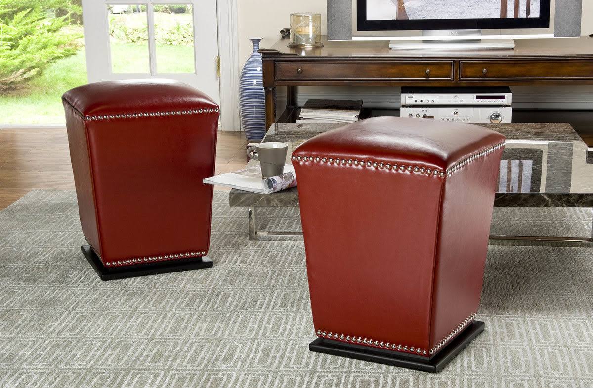Red Ottoman Set of 2 L97913