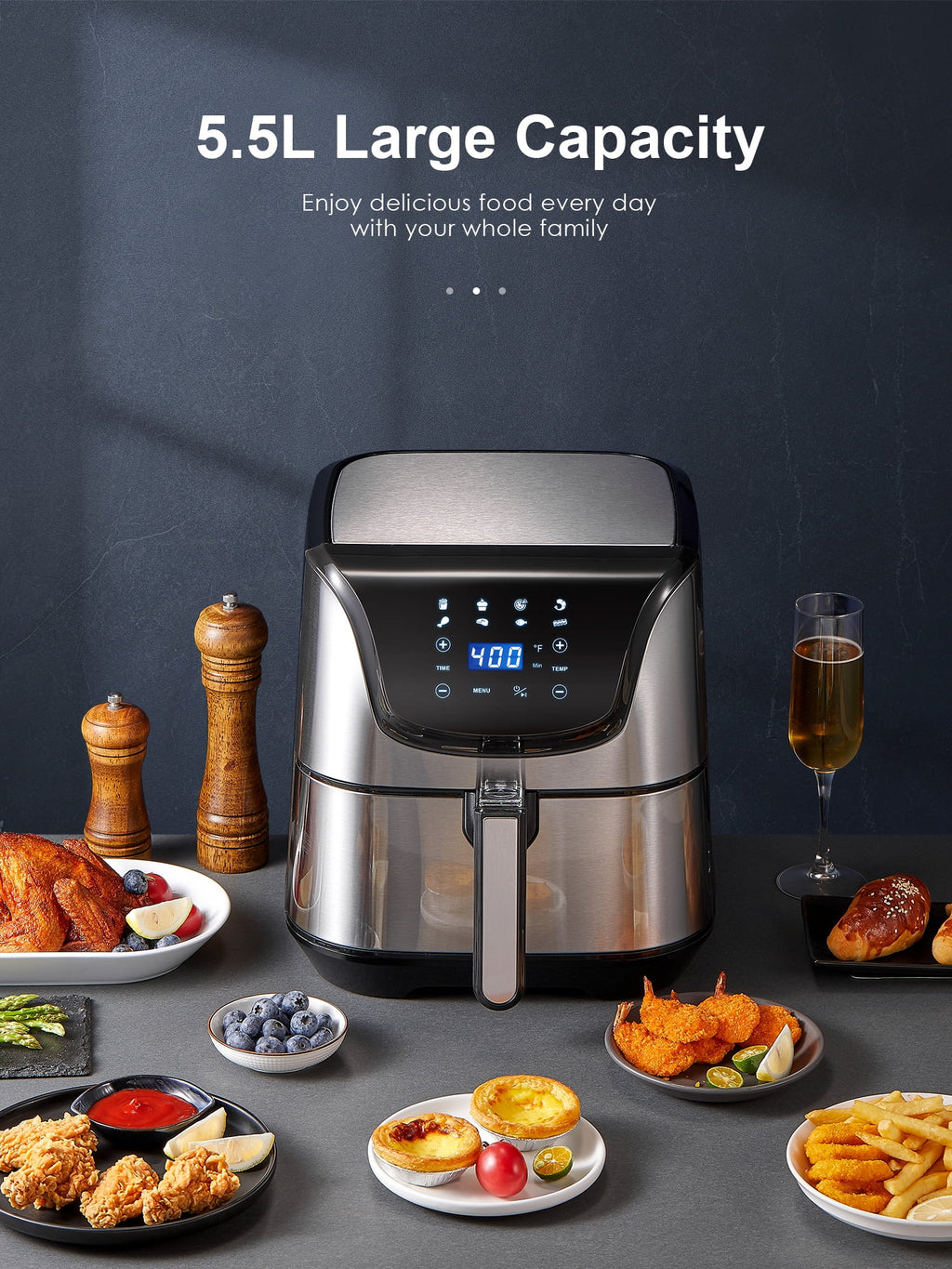 Air Fryer 5.8Qt, Dishwasher-Safe, 40 Recipe F468