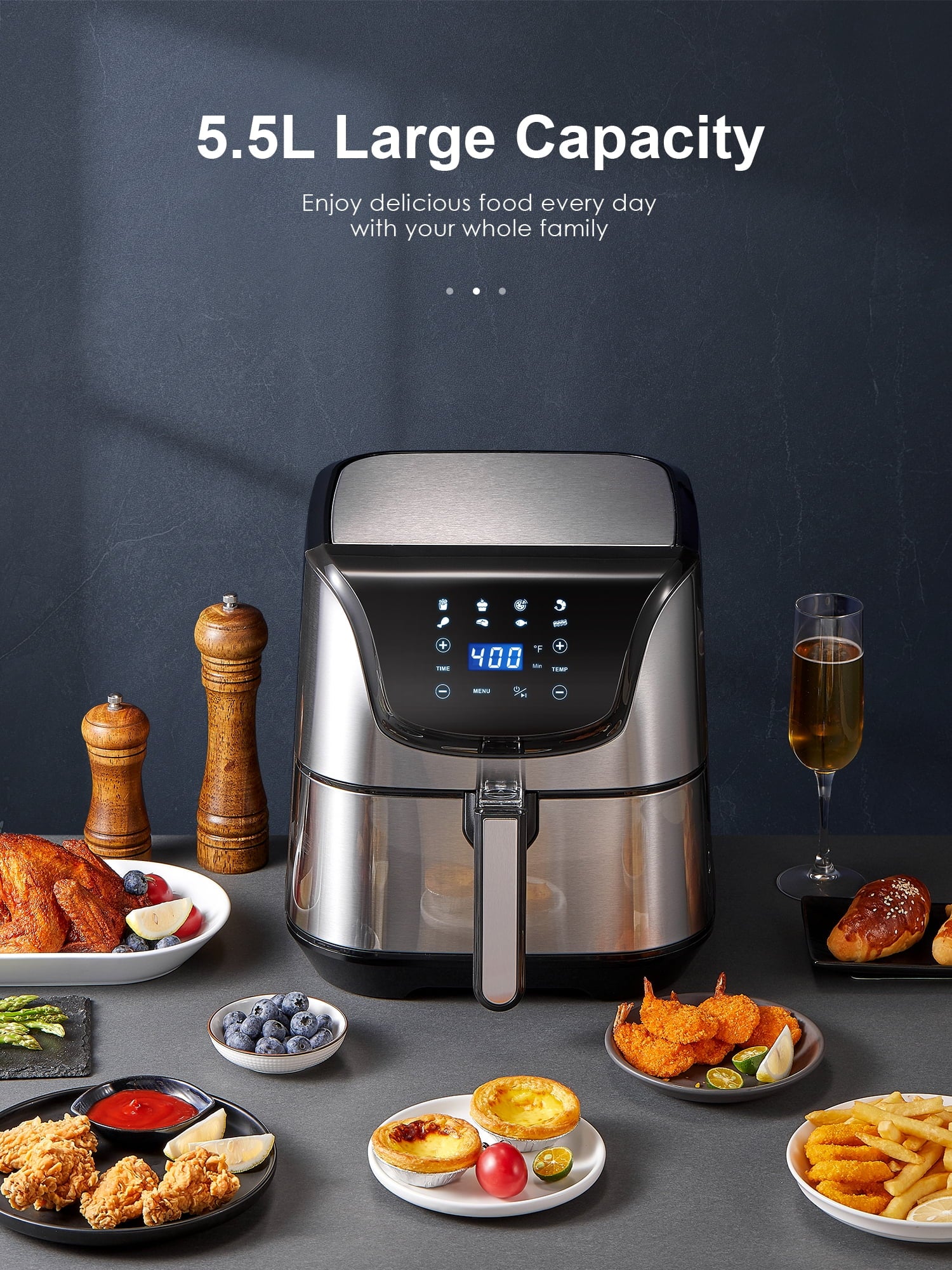 Air Fryer 5.8Qt, Dishwasher-Safe, 40 Recipe F468