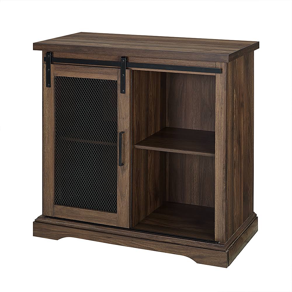 Dark Walnut Sliding Metal Mesh Door Buffet Cabinet T40480