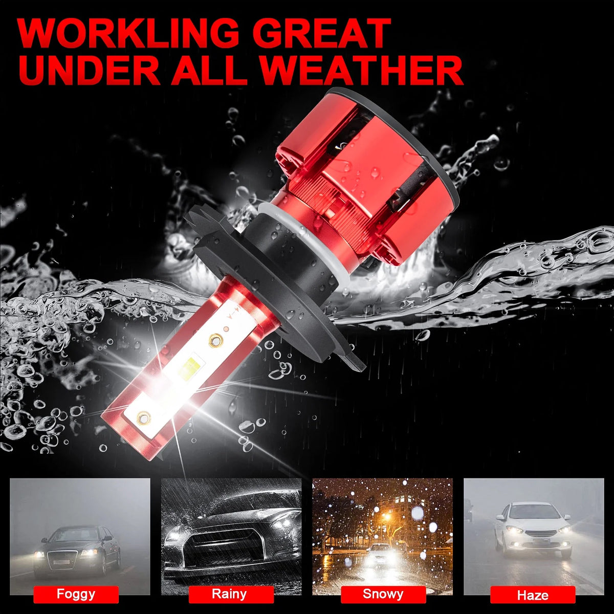 4X 6000K LED Headlight High Low Dual + Fog Lights Kit J558808