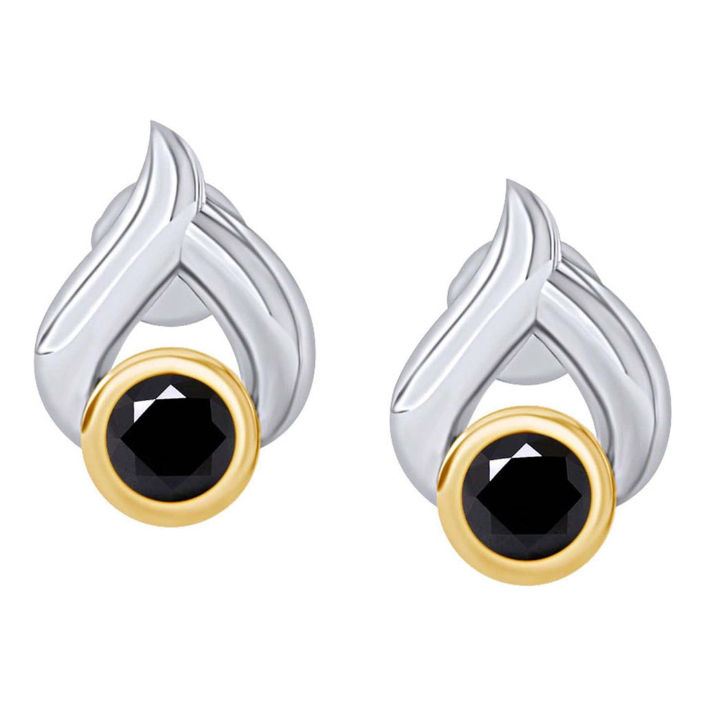 Black Natural Diamond Teardrop Stud Earrings 14k White Gold Over Sterling Silver R443147