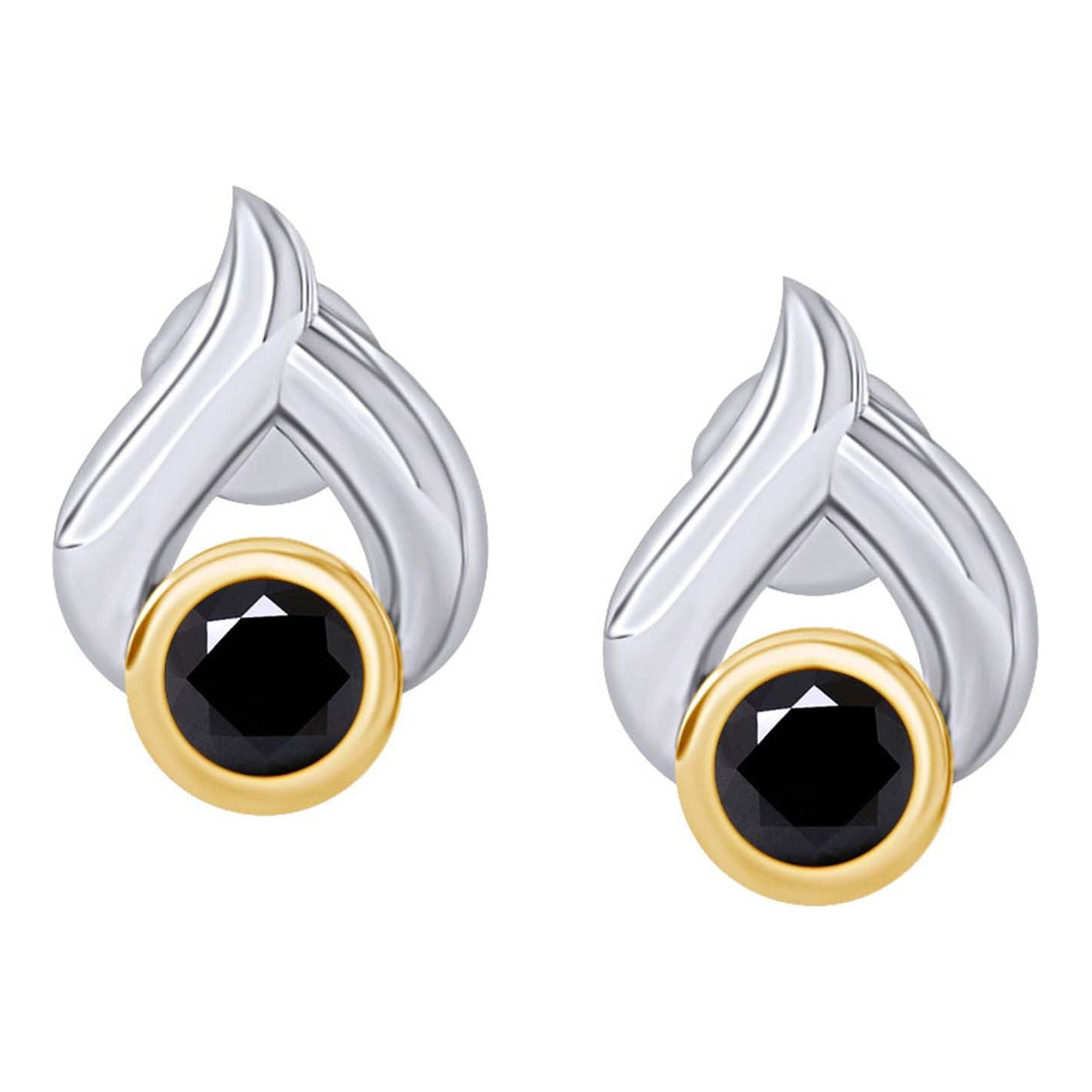 Black Natural Diamond Teardrop Stud Earrings 14k White Gold Over Sterling Silver R443147