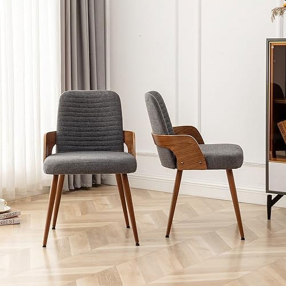 Dining Room Chairs Set of 2 Upholstered Faux Leather Metal Legs Armless I6256