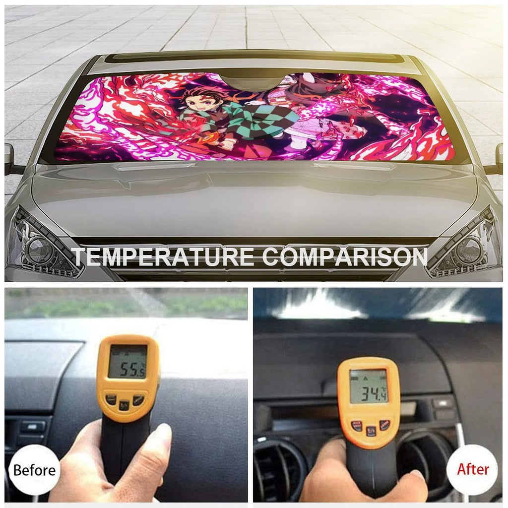 Anime Demon Slayer Car Windshield Sunshade Foldable Reflective Sun Visor F463450