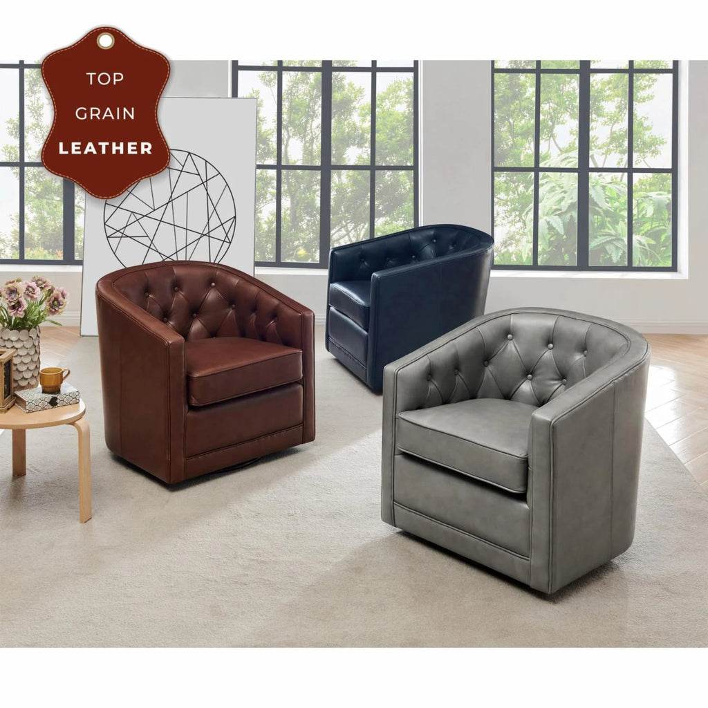 Top Grain Leather Swivel Chair D883012