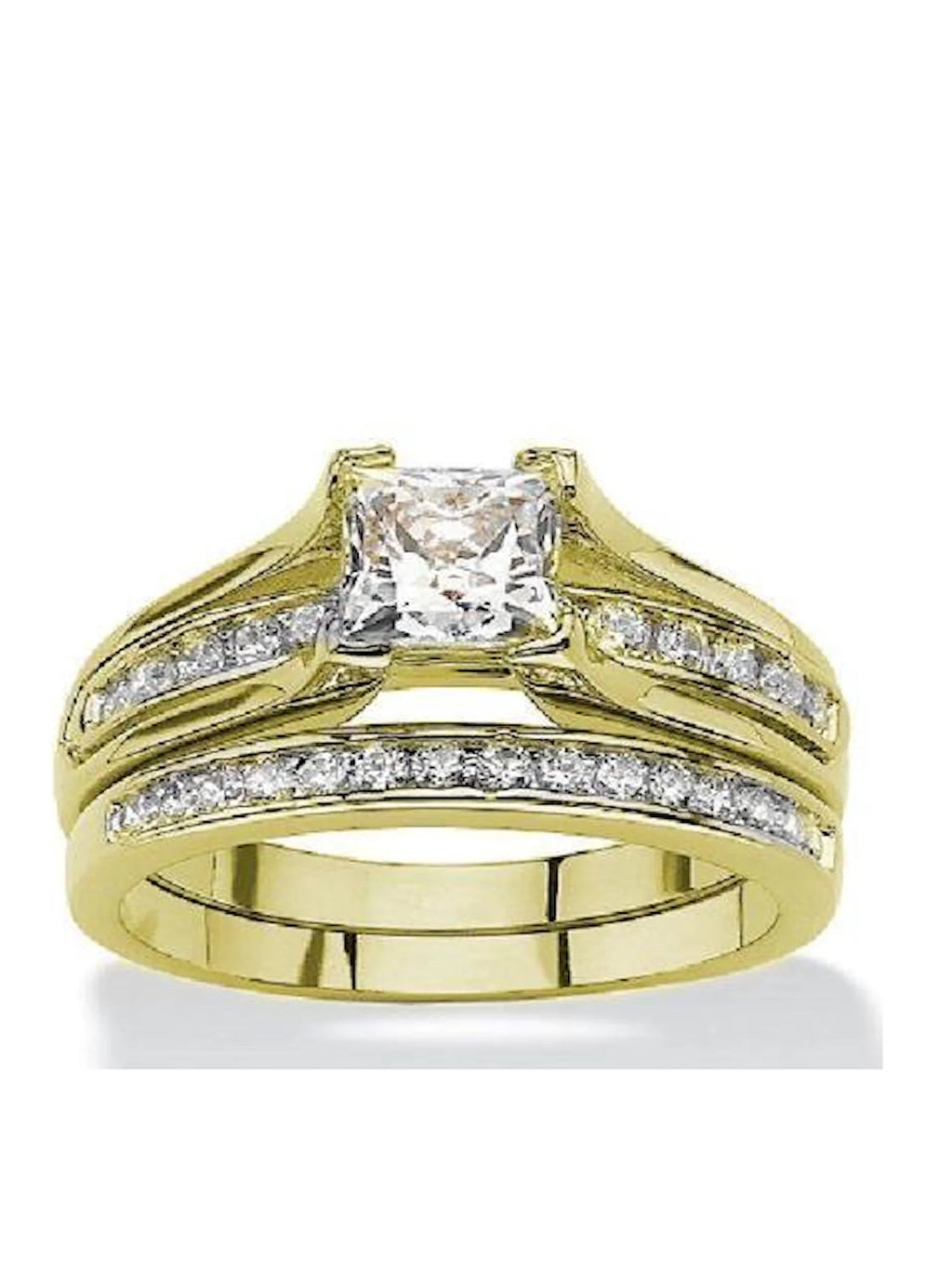Yellow Gold Plated Stainless Steel Wedding Ring Set K2789