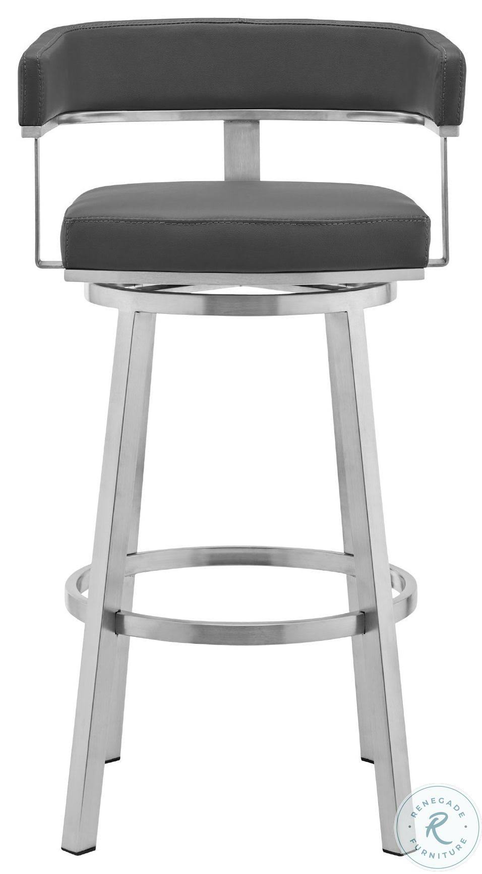 Gray Faux Leather Swivel Counter Height Stool P214