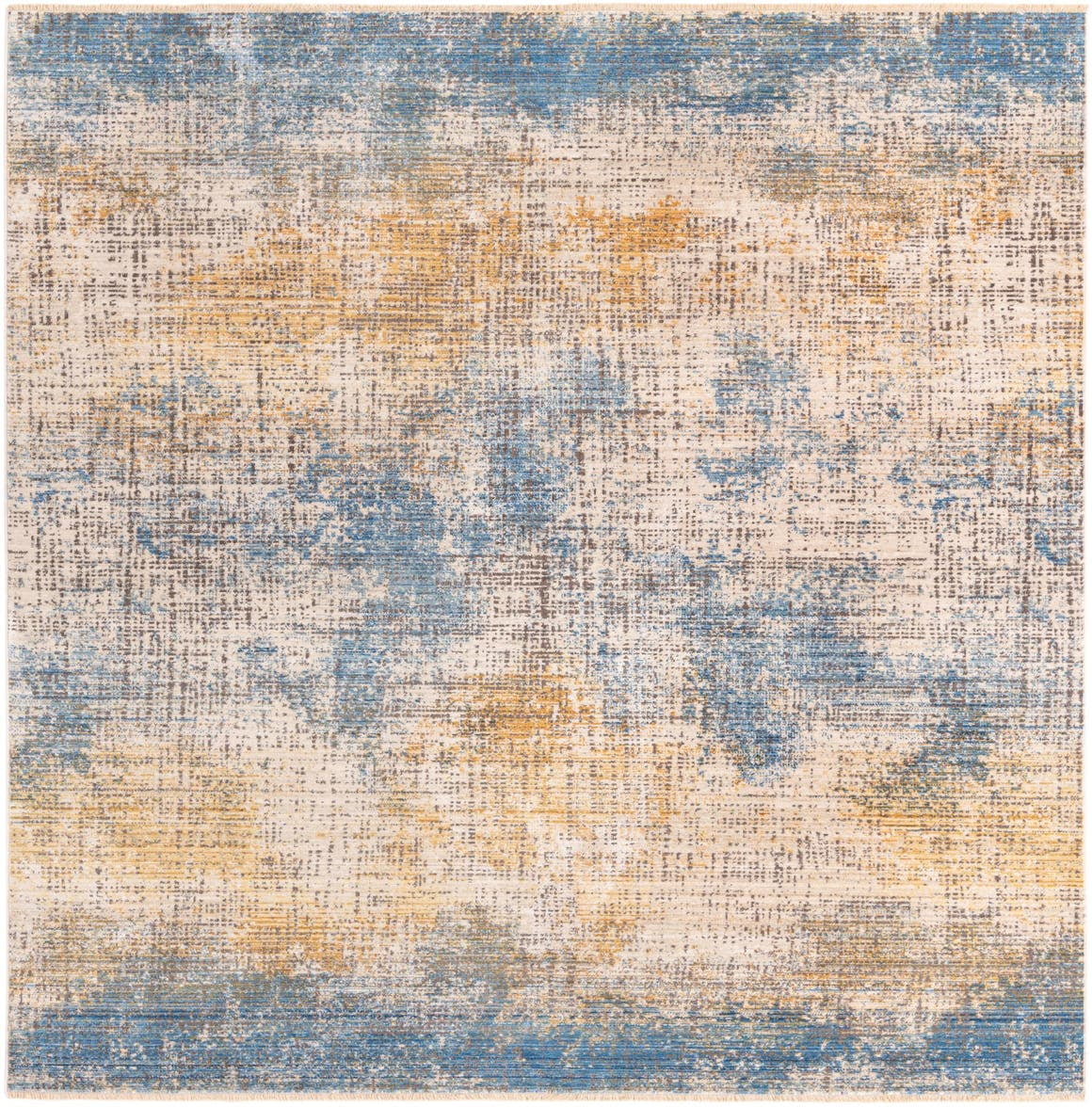 8 Ft Square Blue Ivory Medium Rug A2196