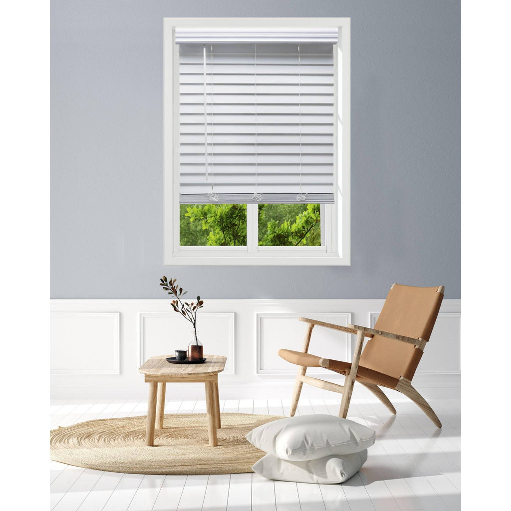 White Cordless Faux Wood Blind Z310