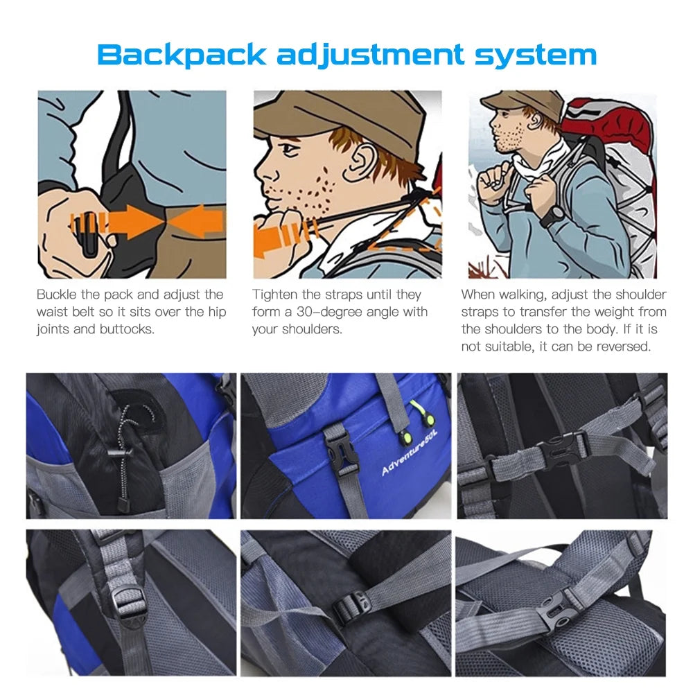 50L Water-resistant Hiking Backpack Daypack Z487