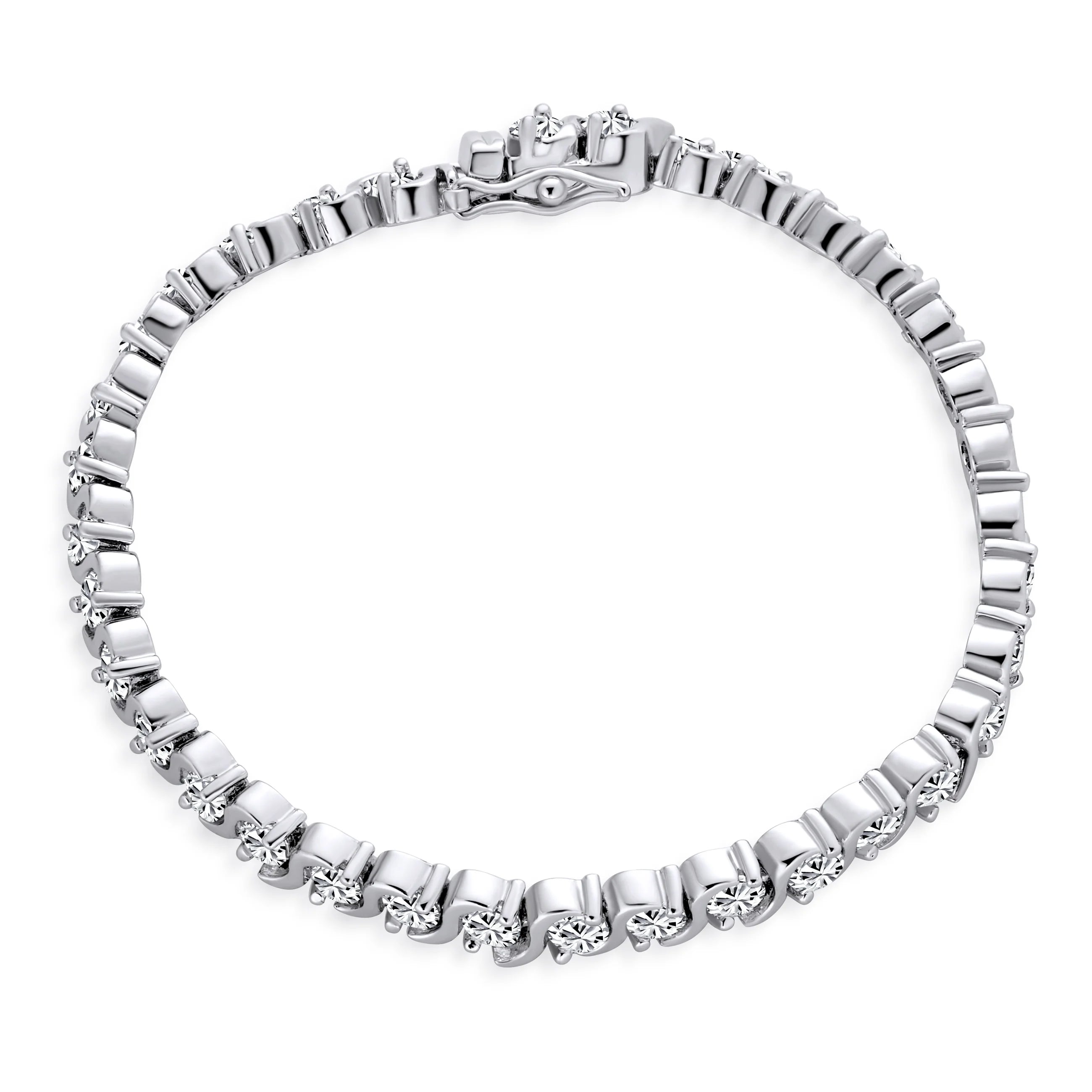 Silver Plated CZ Tennis Bracelet 7" L308