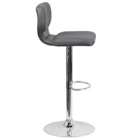 2 Pk. Gray Vinyl Adjustable Height Barstool with Chrome Base E3561