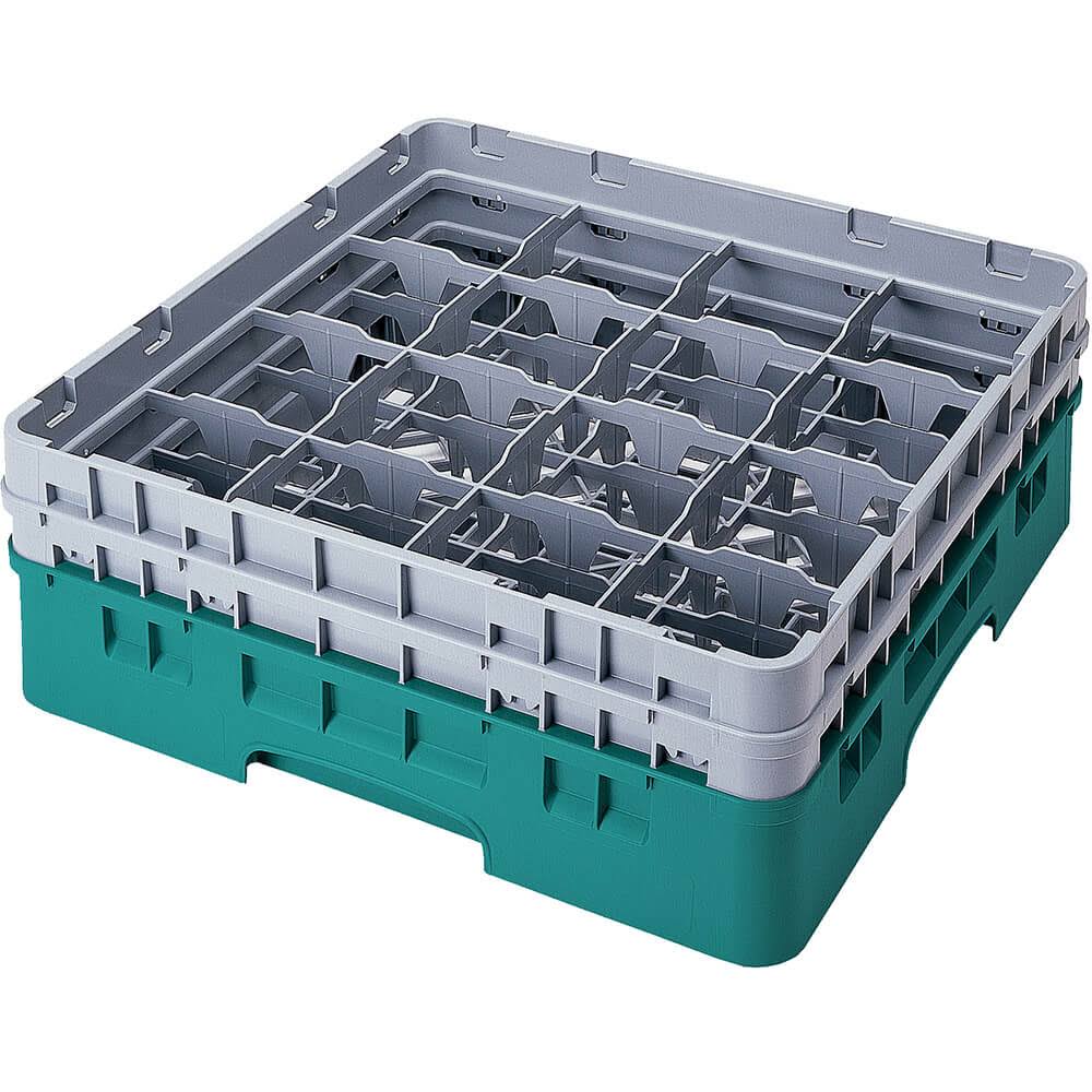 16 Compartment Full Size Glass Rack with 2 Extenders, Teal F587