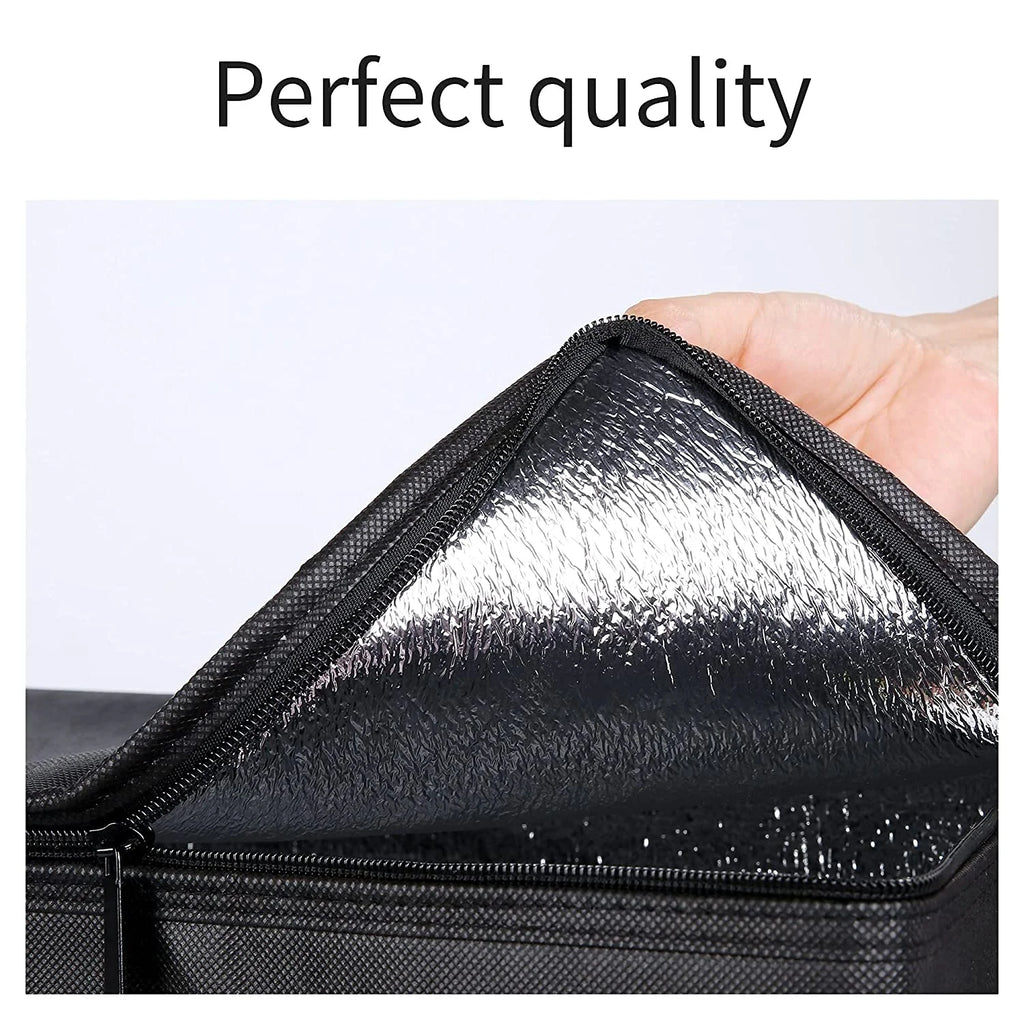 Black Insulated Grocery Tote Bag with Thermal Zipper S398