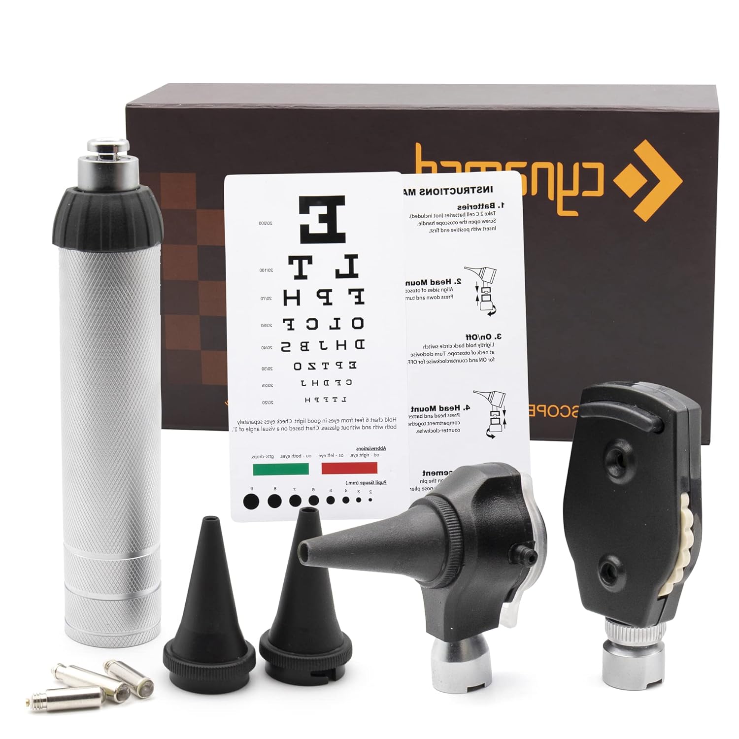 2-in-1 Ear Scope Set with Sight Chart, Replacement Tips, and Carry Case W494042