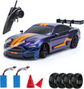 Remote Control Car RC Sport Racing Car 4WD RTR Vehicle with LED Lights, Two Batteries and Drift Tires + Racing Tires H9564