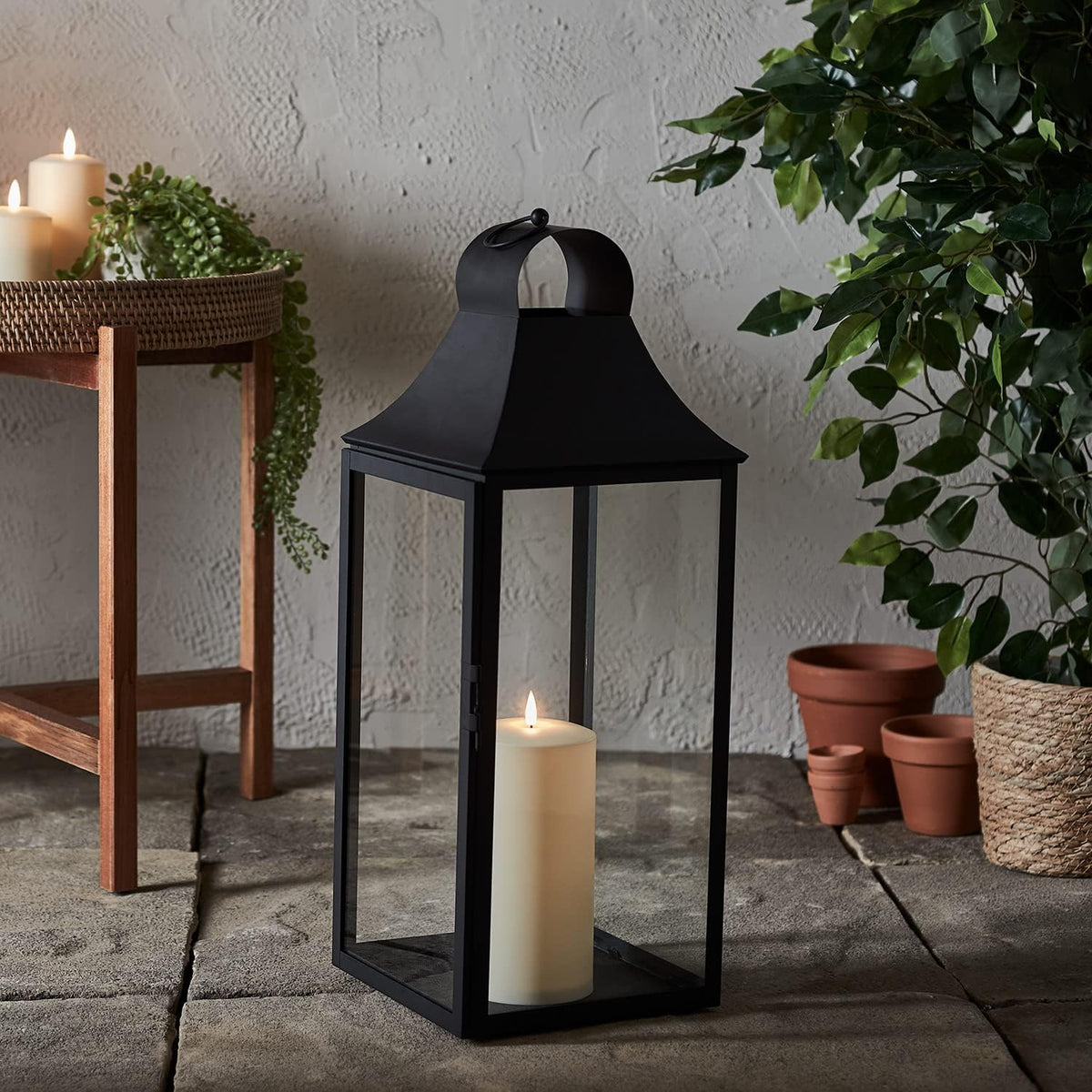 18” Black Battery Operated LED Flameless Candle Lantern Pack of 2 V951522