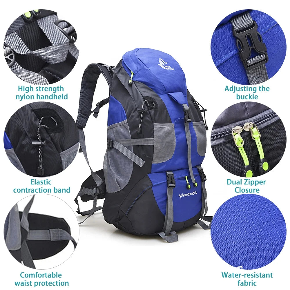 50L Water-resistant Hiking Backpack Daypack Z487