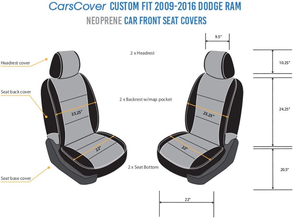 Gray & Black Neoprene Front Seat Covers for Pickup Truck P94586