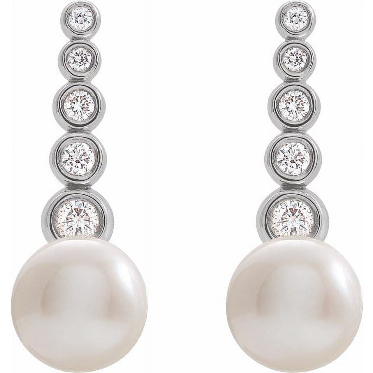 Platinum Cultured White Freshwater Pearl & 1/8 CTW Natural Diamond Earrings I65191
