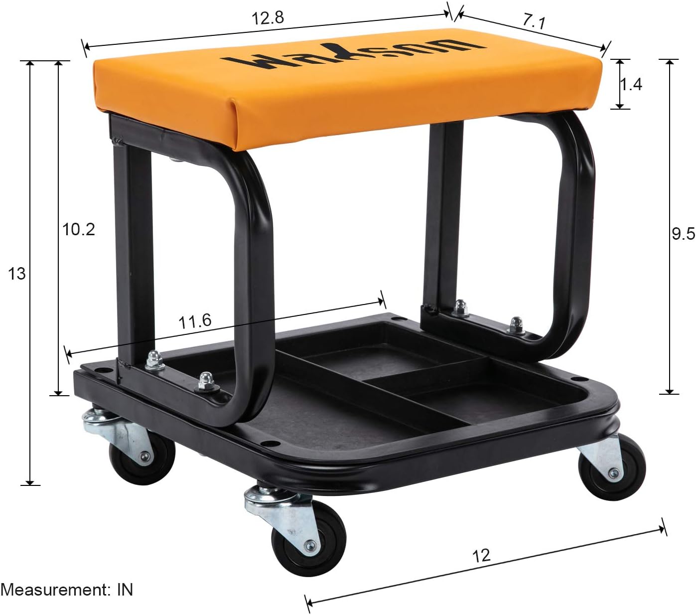 Rolling Garage Seat with Tool Tray Storage, 300 lbs Capacity, Pack of 2 E3909