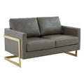 Grey Leather Loveseat C921137