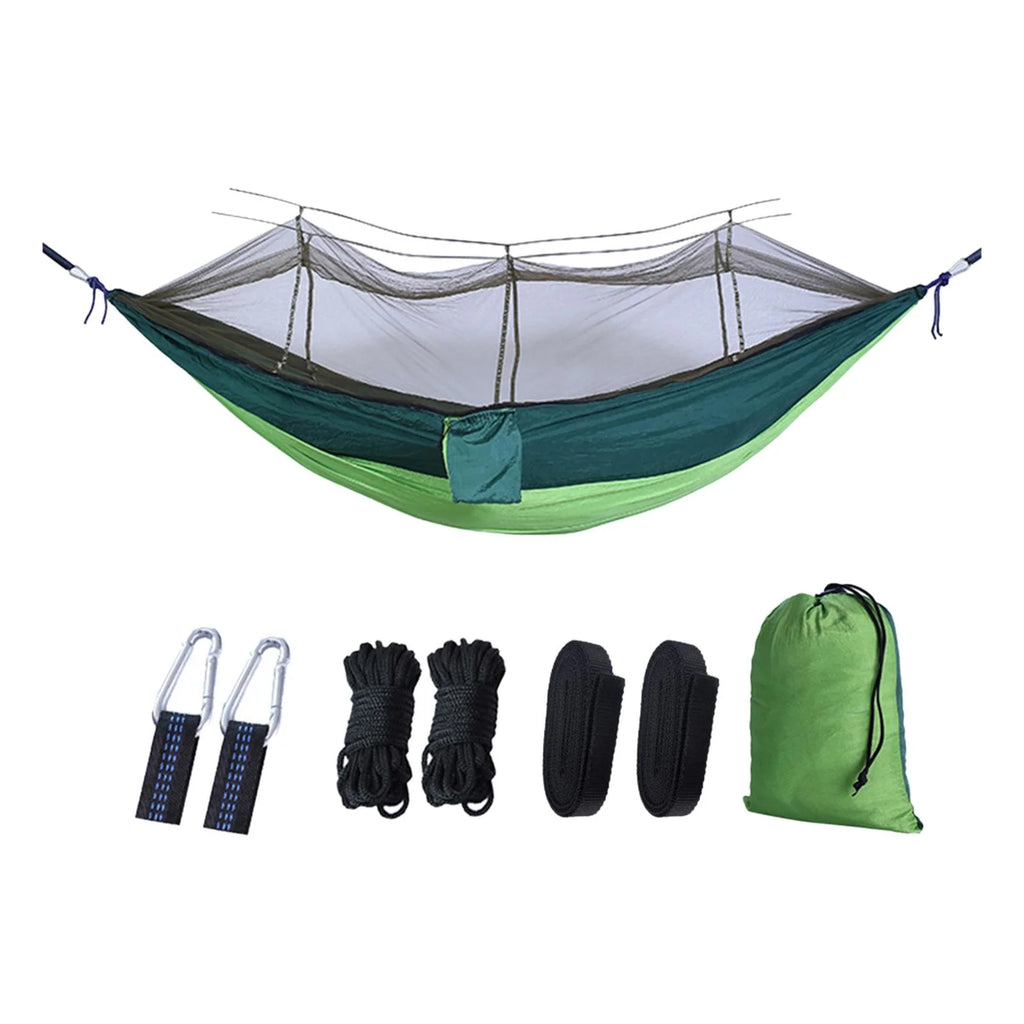 Camping Hammock with 2 Hanging Straps, Lightweight Parachute Hammock, dark green E44440
