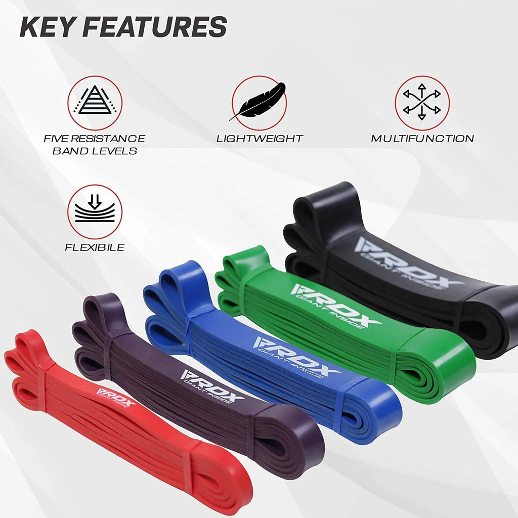 Resistance Bands 5 Level Set, Thick Latex Long Loop N737736