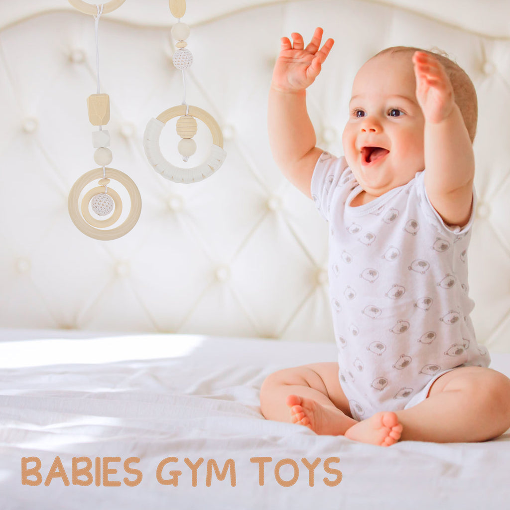 Wood Baby Gym Fitness Rack with Wooden Rattle Spinners Y289755