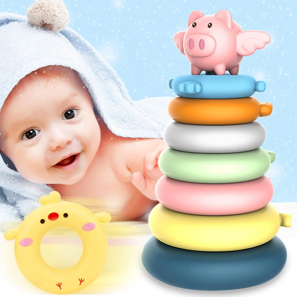 7 Rings Baby Stacking & Nesting Toys Sensory Educational Montessori Baby Blocks I313121