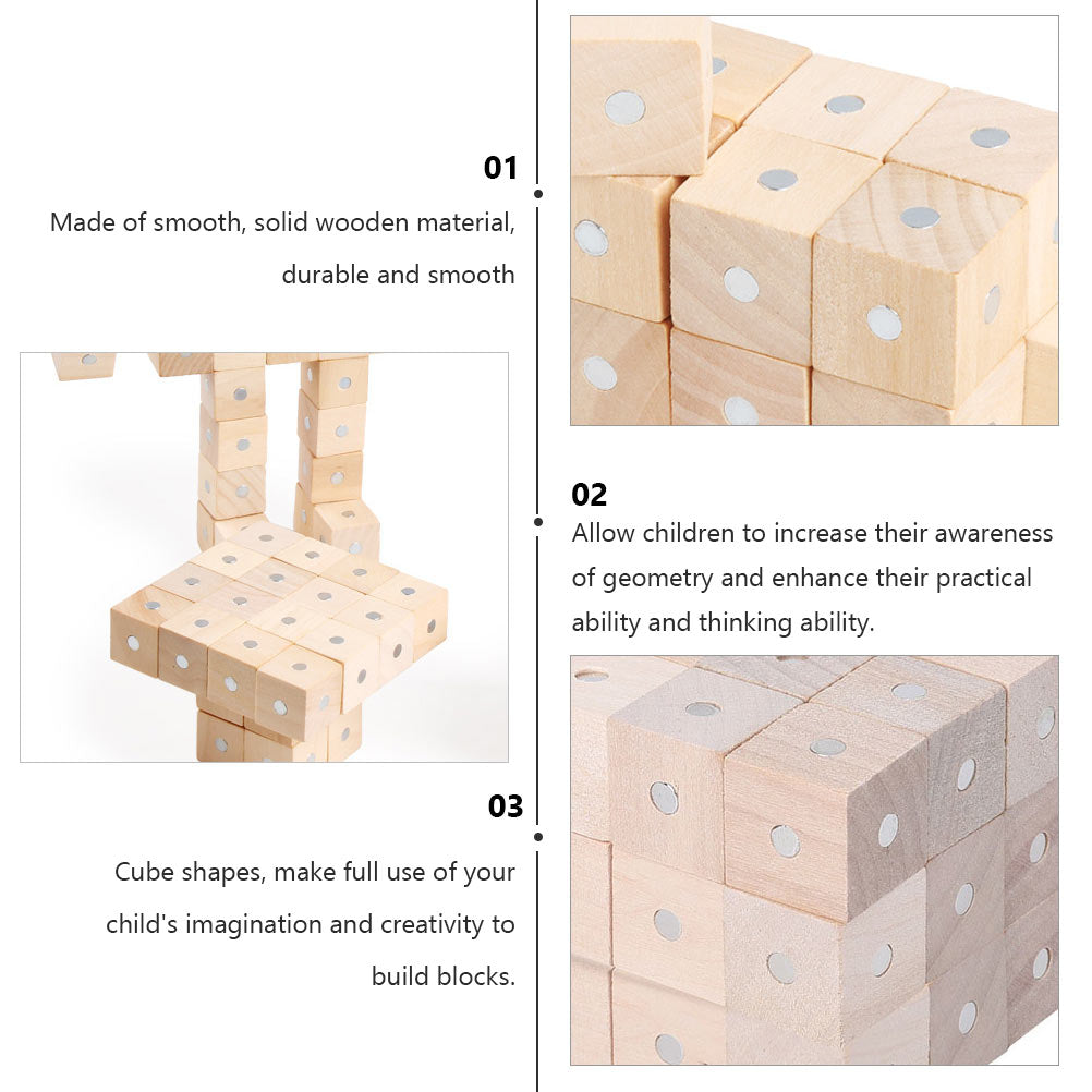 Magnetic Wood Building Blocks Educational Toys A65853