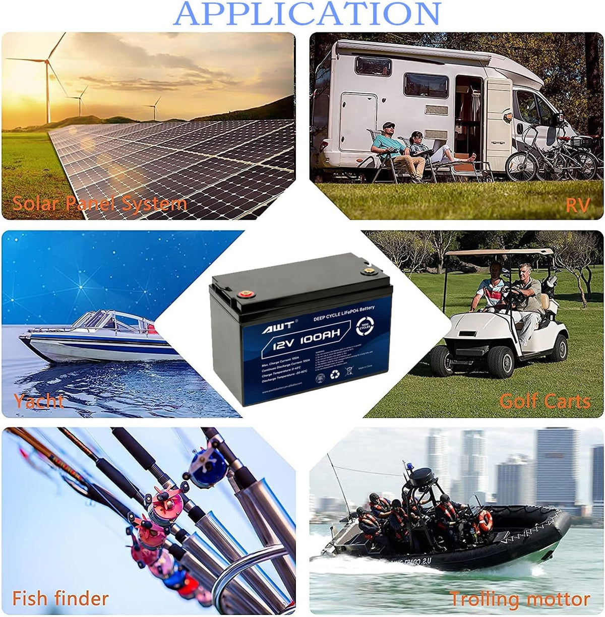 12V 100Ah Deep Cycle Lithium Battery with 100A BMS W7849