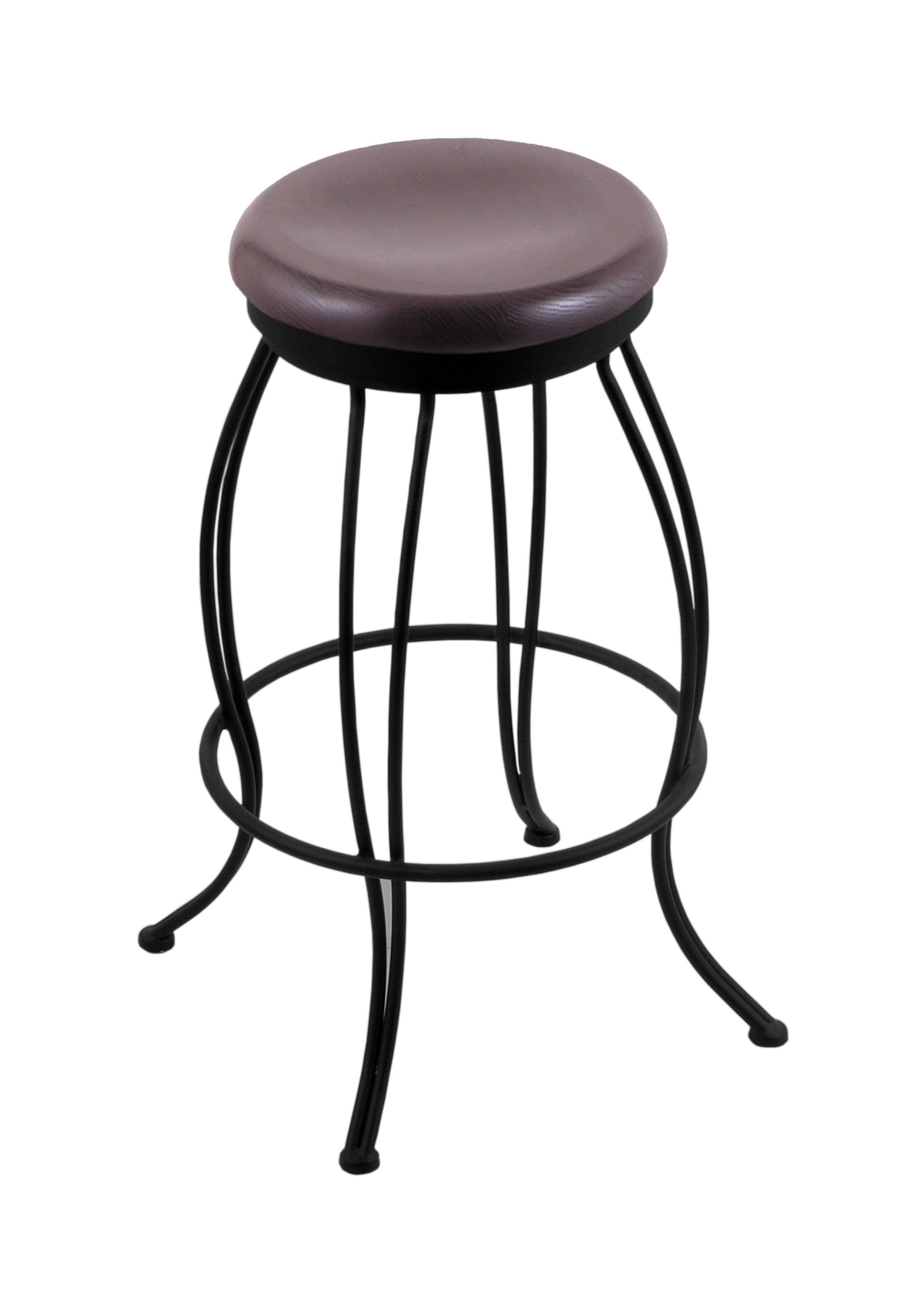 Black Wrinkle Swivel Stool with Dark Cherry Oak Seat D365200