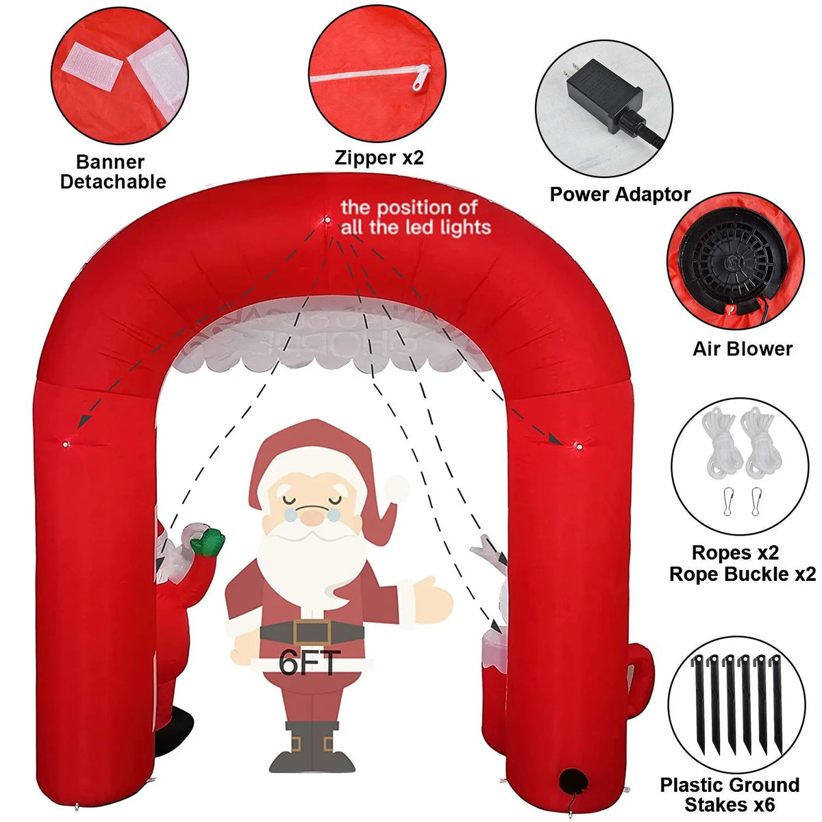 8 Ft Lighted Christmas Inflatable Archway J4529