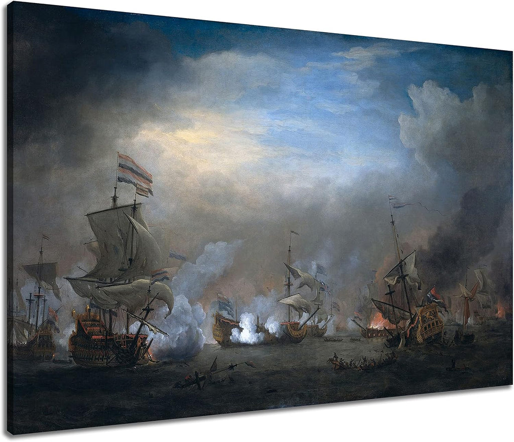 Naval Battle Prints Canvas Framed Wall Decor N7611