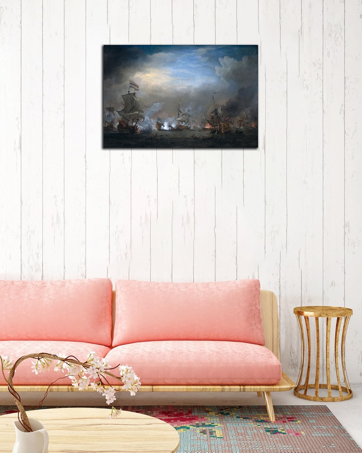 Naval Battle Prints Canvas Framed Wall Decor N7611