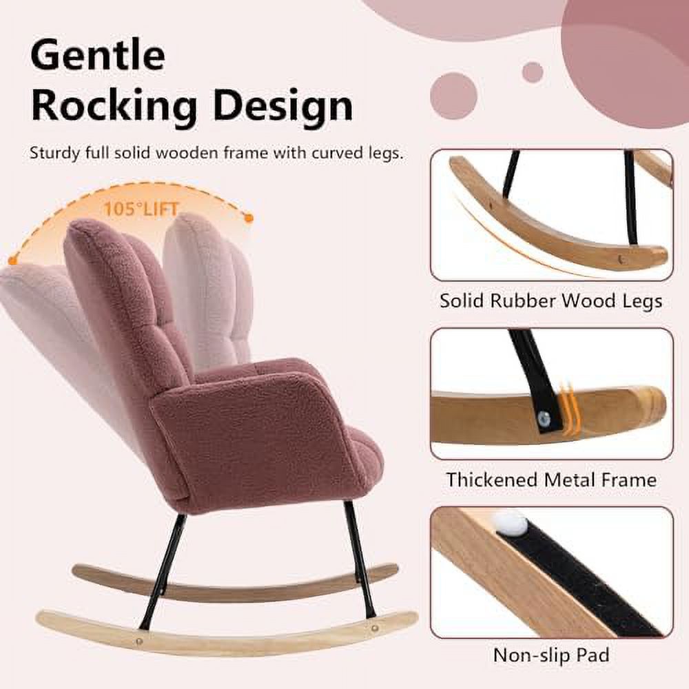 Grey Velvet Upholstered Nursery Rocking Chair A303
