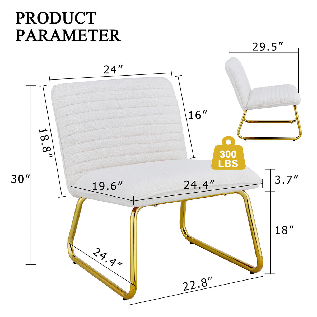 Beige Velvet Wingback Accent Chair with Golden Legs Z6144
