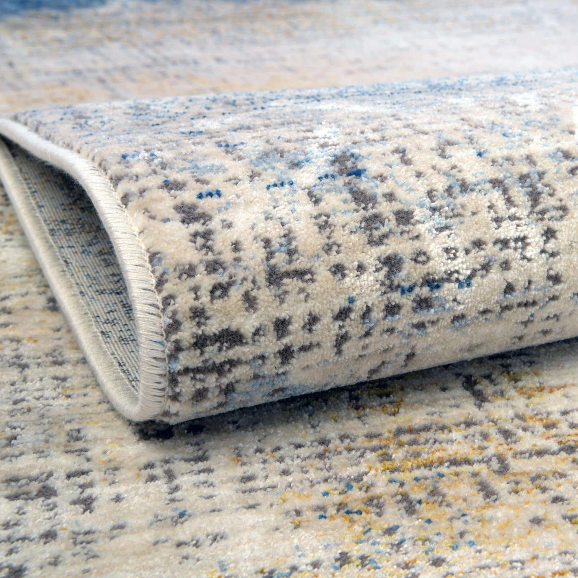 8 Ft Square Blue Ivory Medium Rug A2196
