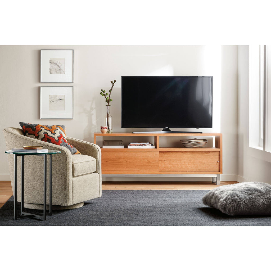 Round End Table with Smoke Tempered Glass Top S9040