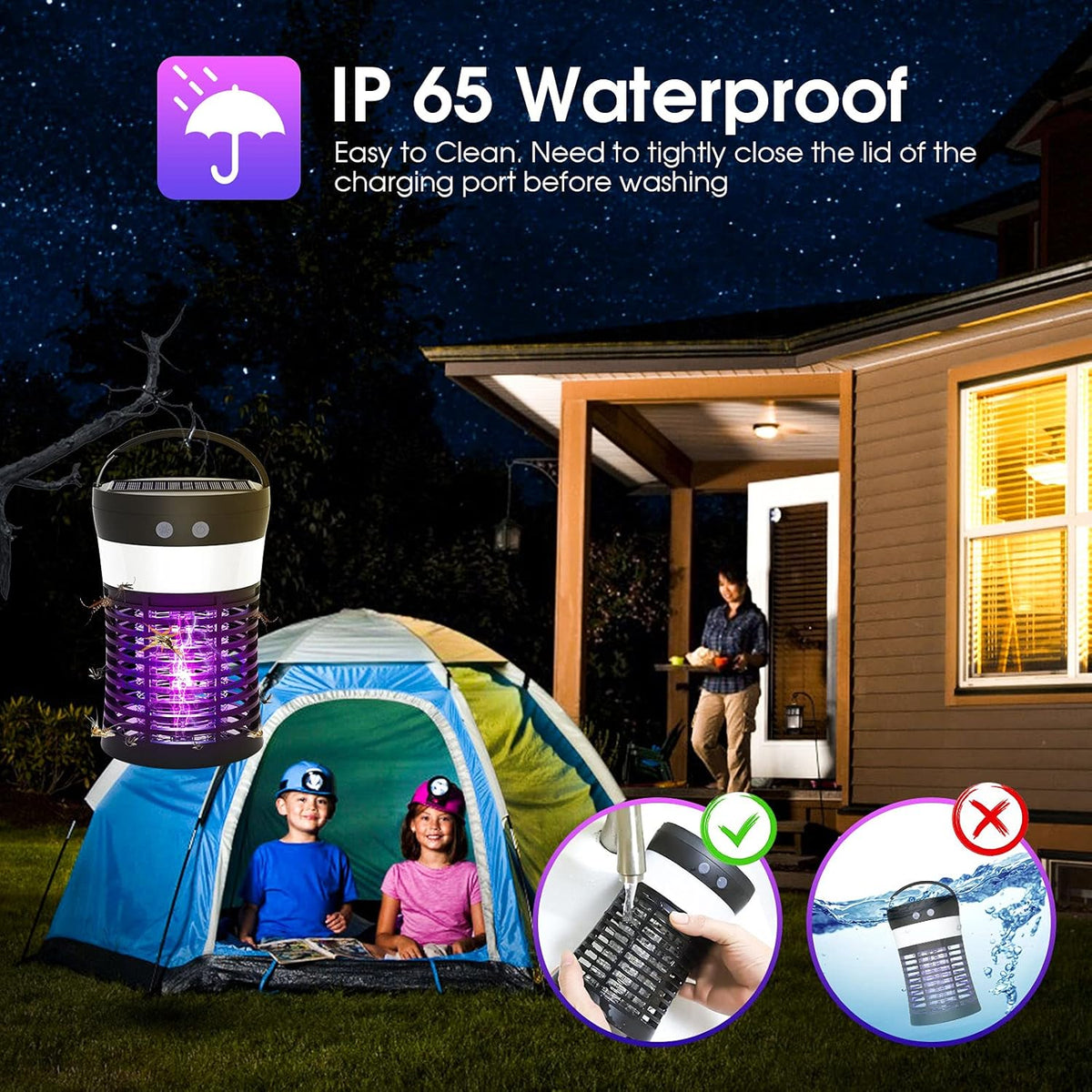 Solar Powered Electric Bug Zapper with Camping Lantern E946968