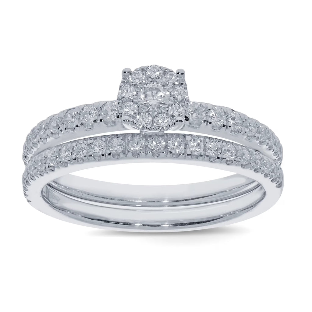 10K White Gold Diamond Engagement Ring Bridal Set G515