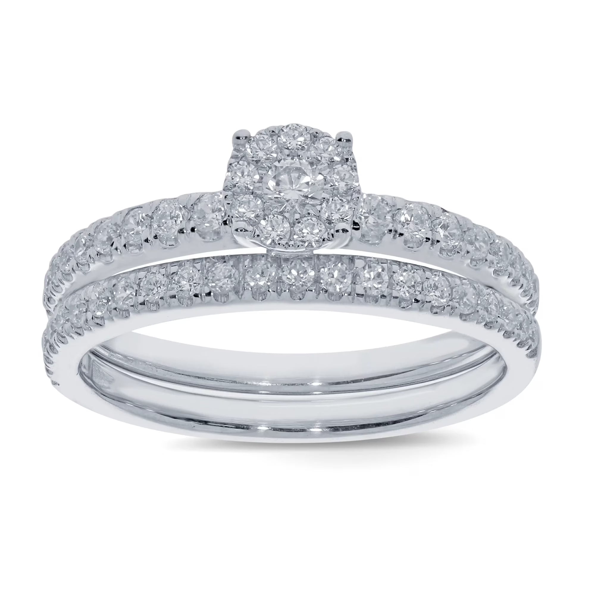 10K White Gold Diamond Engagement Ring Bridal Set G515