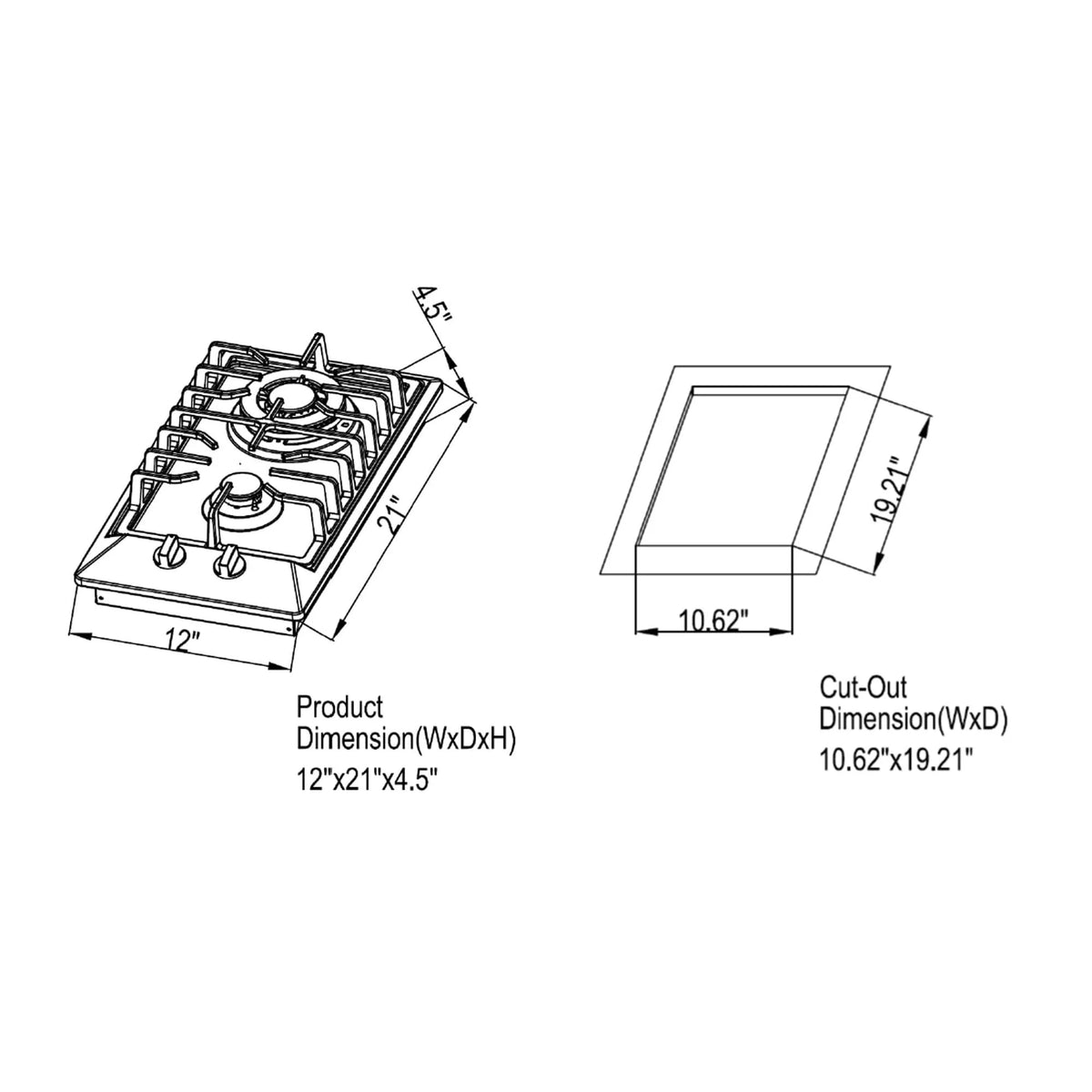 2 Piece Gas Cooktop and Wall Mount Range Hood X739