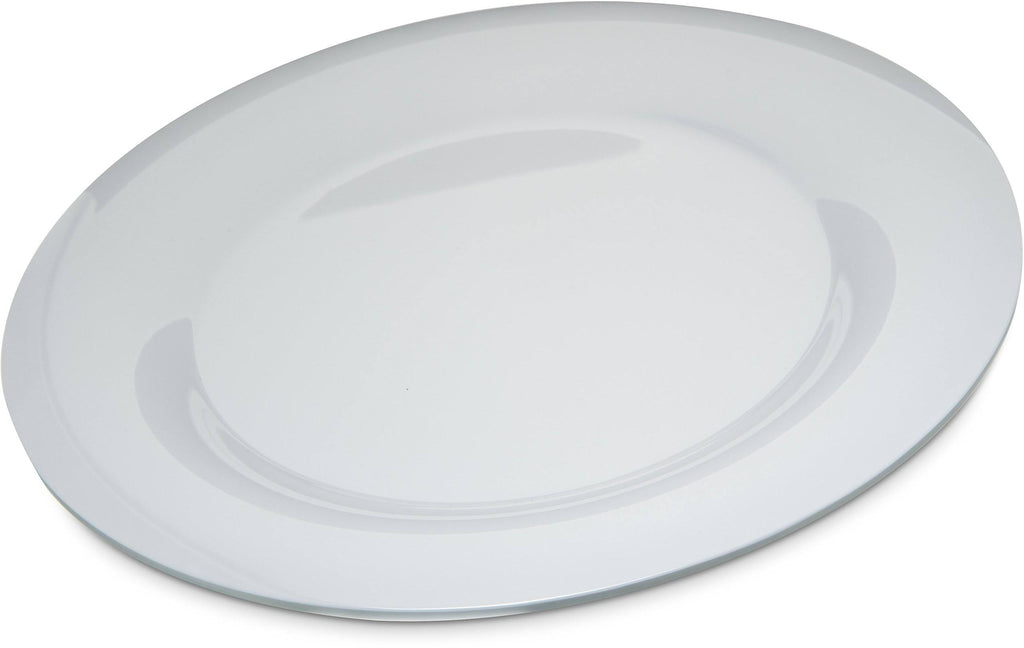 White Wide Rim Melamine Plate - 12/Case L56553