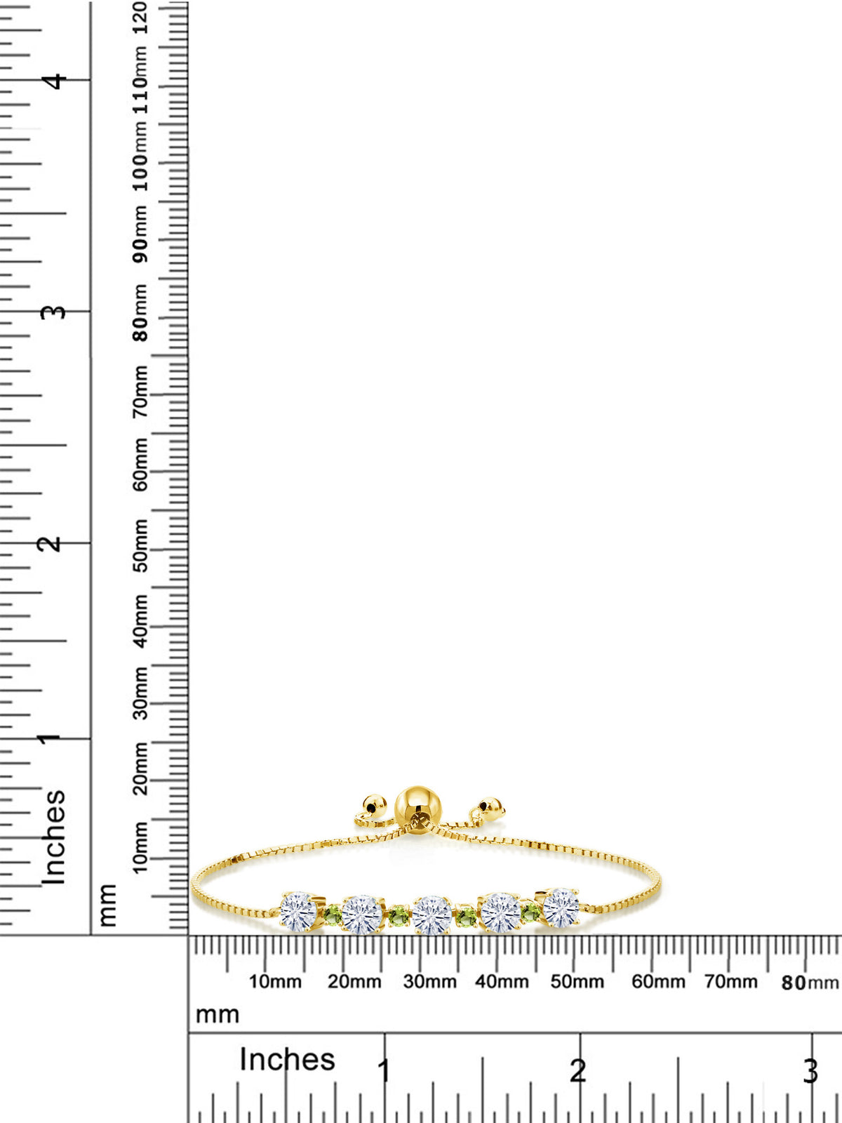 18K Yellow Gold Plated Silver Green Peridot Bracelet with Moissanite (2.78 Cttw) E284