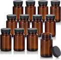Amber Glass Packer Bottle With Black Ribbed Lid (12 Pack) M559