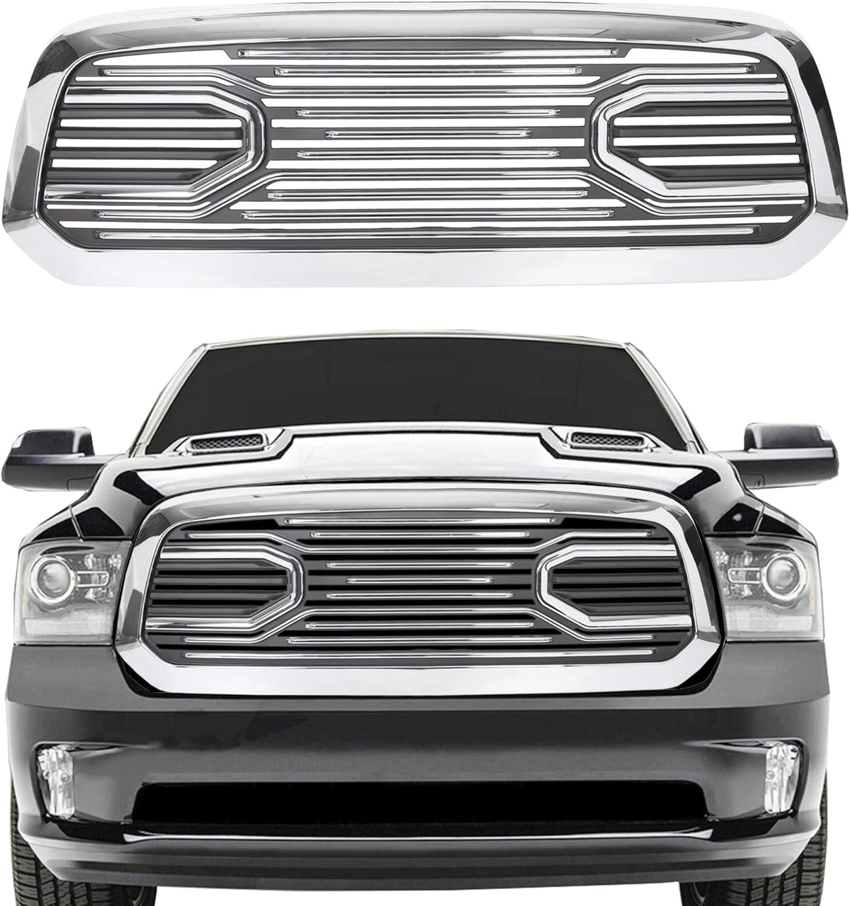 Chrome Front Grille Grill Replacement Shell for RAM 1500 C998