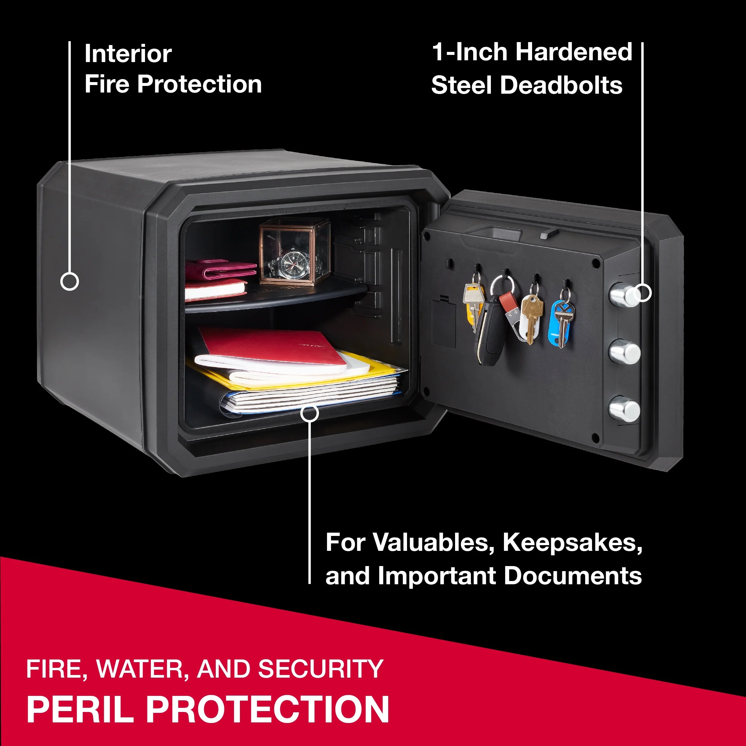 Fire-Resistant Water-Resistant Home Safe with Combination Lock and Override Key I4196